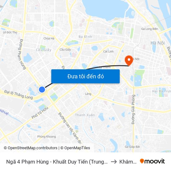 Ngã 4 Phạm Hùng - Khuất Duy Tiến (Trung Tâm Hội Nghị Quốc Gia) to Khâm Thiên map