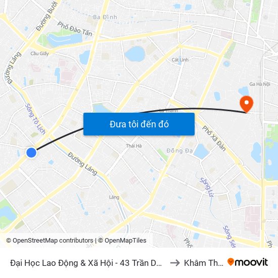 Đại Học Lao Động & Xã Hội - 43 Trần Duy Hưng to Khâm Thiên map