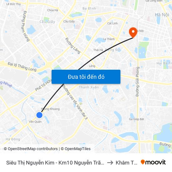 Siêu Thị Nguyễn Kim - Km10 Nguyễn Trãi (Hà Đông) to Khâm Thiên map