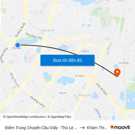 Điểm Trung Chuyển Cầu Giấy - Thủ Lệ 02 to Khâm Thiên map