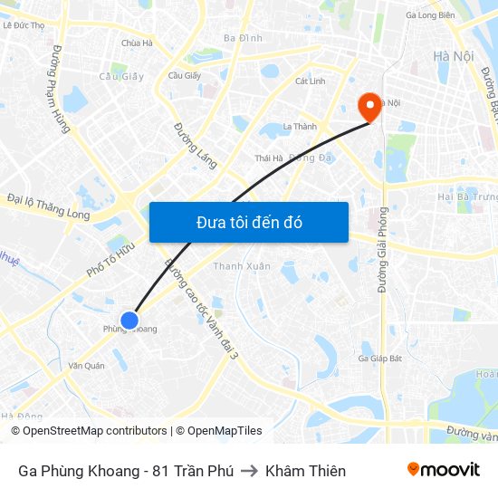 Ga Phùng Khoang - 81 Trần Phú to Khâm Thiên map