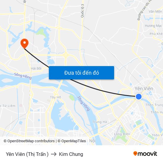Yên Viên (Thị Trấn ) to Kim Chung map