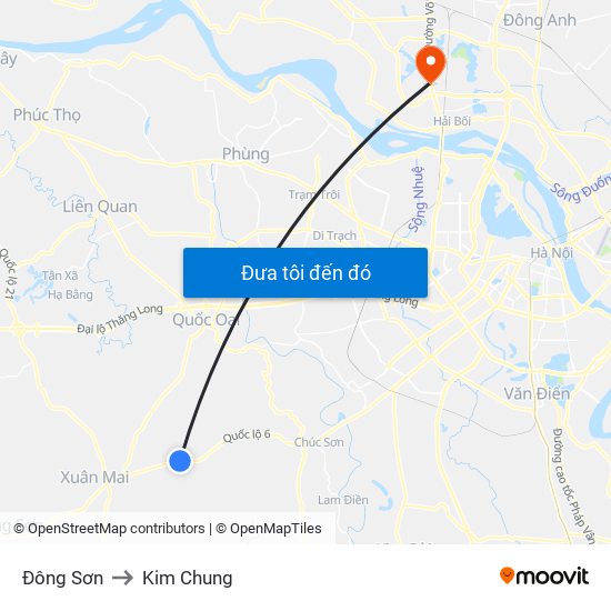 Đông Sơn to Kim Chung map
