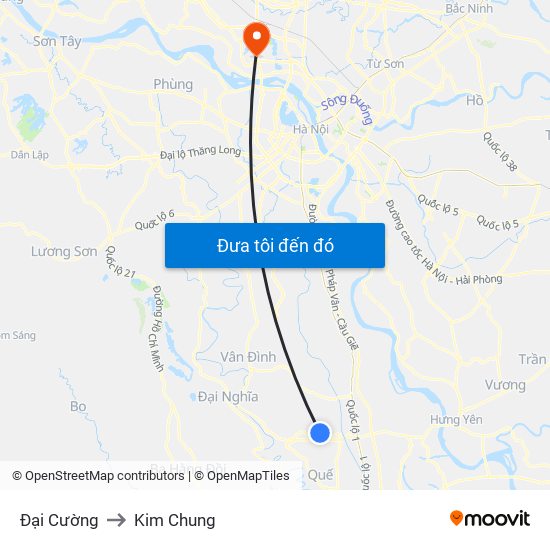 Đại Cường to Kim Chung map