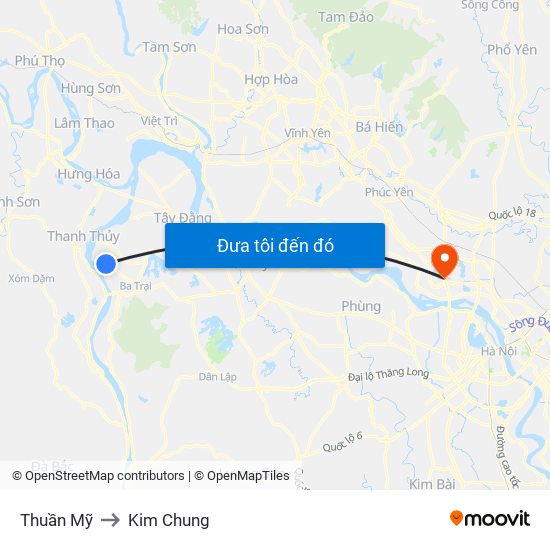 Thuần Mỹ to Kim Chung map