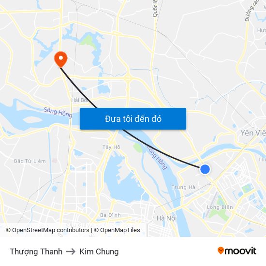 Thượng Thanh to Kim Chung map