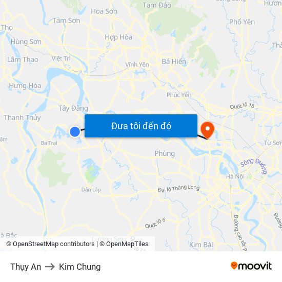 Thụy An to Kim Chung map