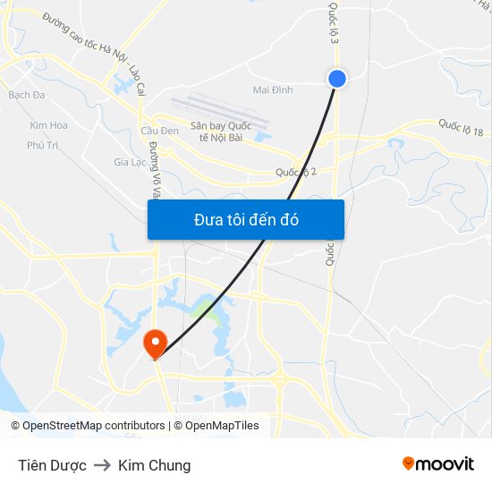 Tiên Dược to Kim Chung map