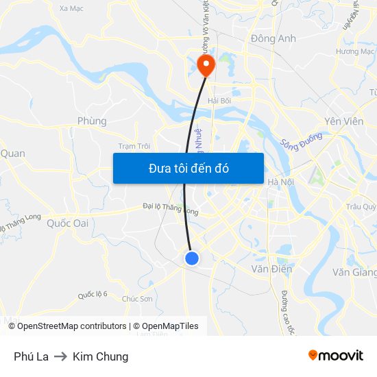 Phú La to Kim Chung map