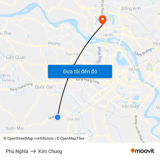 Phú Nghĩa to Kim Chung map