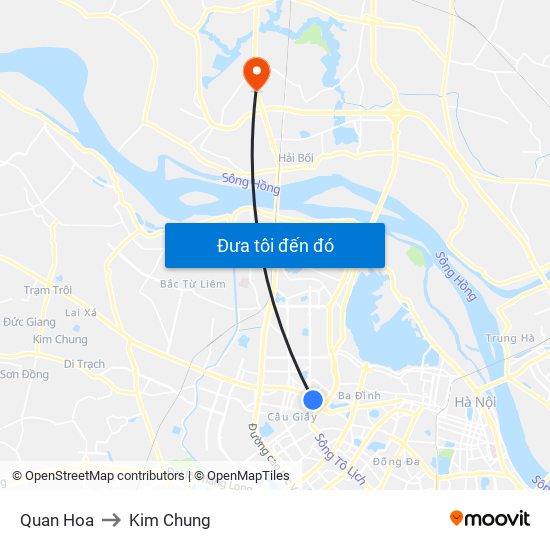 Quan Hoa to Kim Chung map