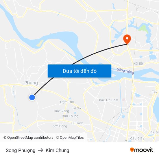 Song Phượng to Kim Chung map