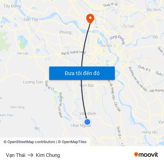 Vạn Thái to Kim Chung map