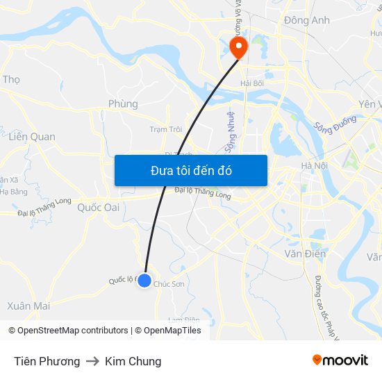 Tiên Phương to Kim Chung map