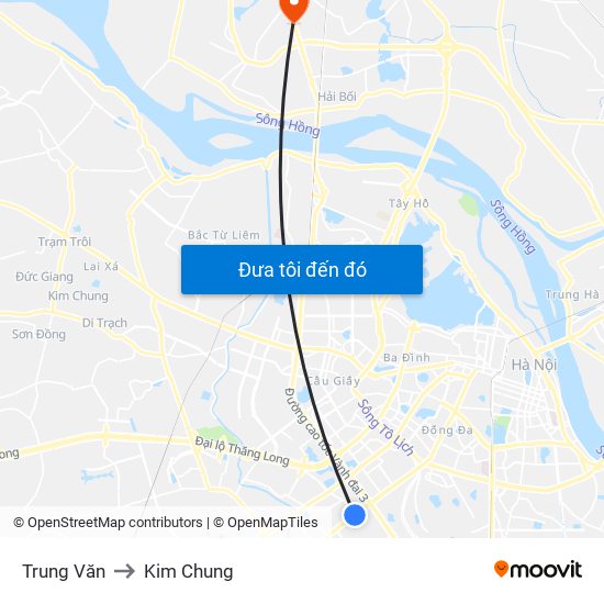 Trung Văn to Kim Chung map