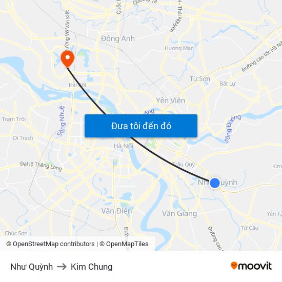 Như Quỳnh to Kim Chung map