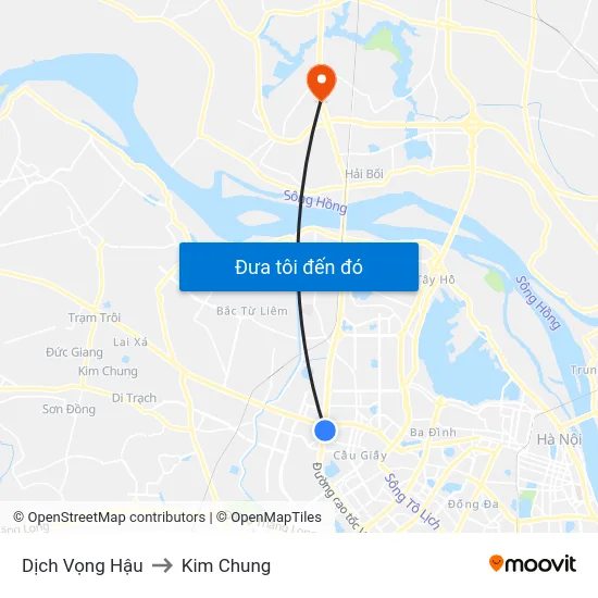 Dịch Vọng Hậu to Kim Chung map