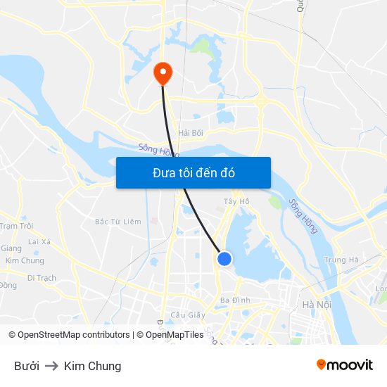 Bưởi to Kim Chung map