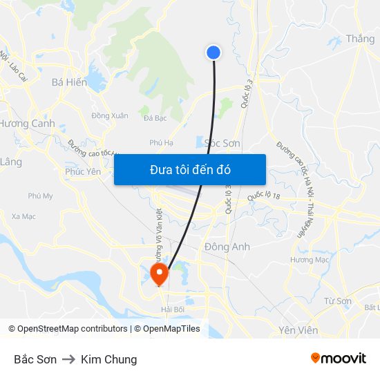 Bắc Sơn to Kim Chung map