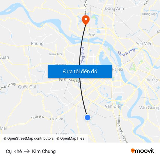 Cự Khê to Kim Chung map