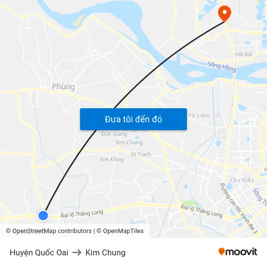 Huyện Quốc Oai to Kim Chung map