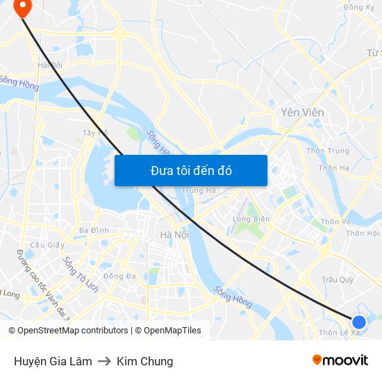 Huyện Gia Lâm to Kim Chung map