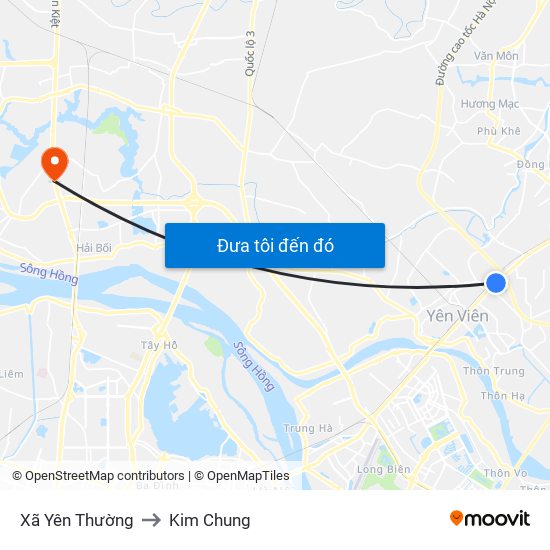 Xã Yên Thường to Kim Chung map