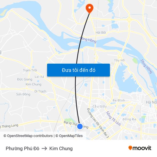 Phường Phú Đô to Kim Chung map