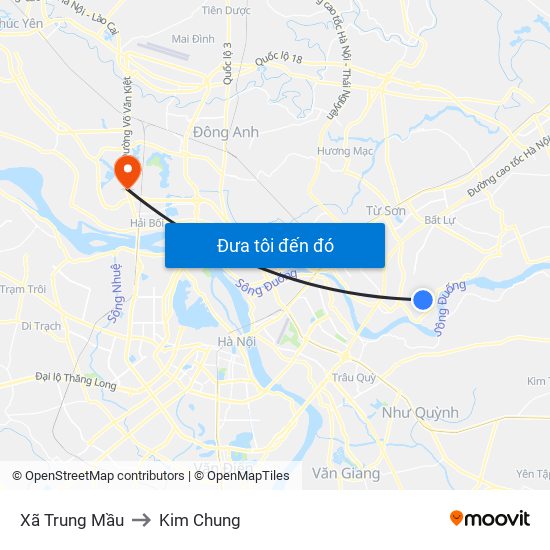 Xã Trung Mầu to Kim Chung map