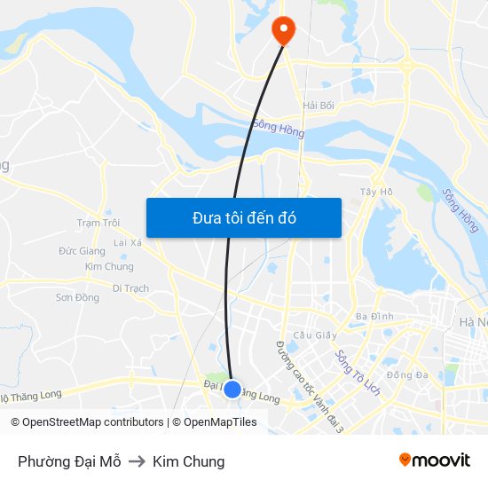 Phường Đại Mỗ to Kim Chung map