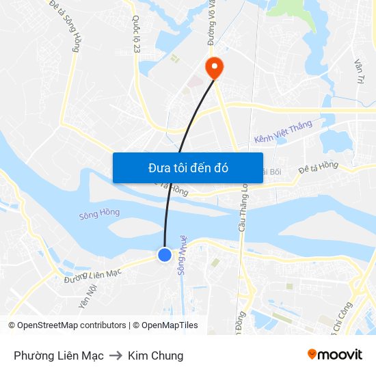 Phường Liên Mạc to Kim Chung map