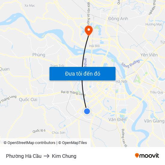 Phường Hà Cầu to Kim Chung map