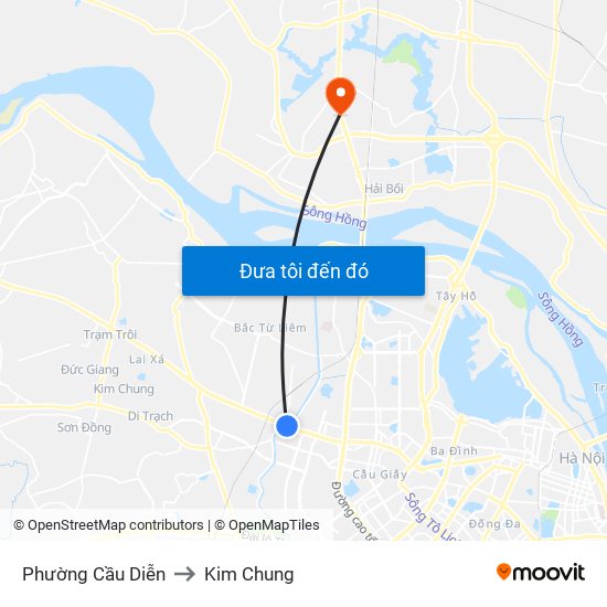 Phường Cầu Diễn to Kim Chung map