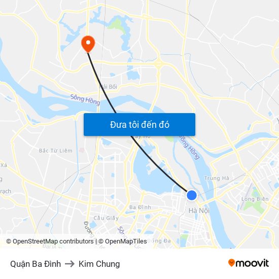 Quận Ba Đình to Kim Chung map