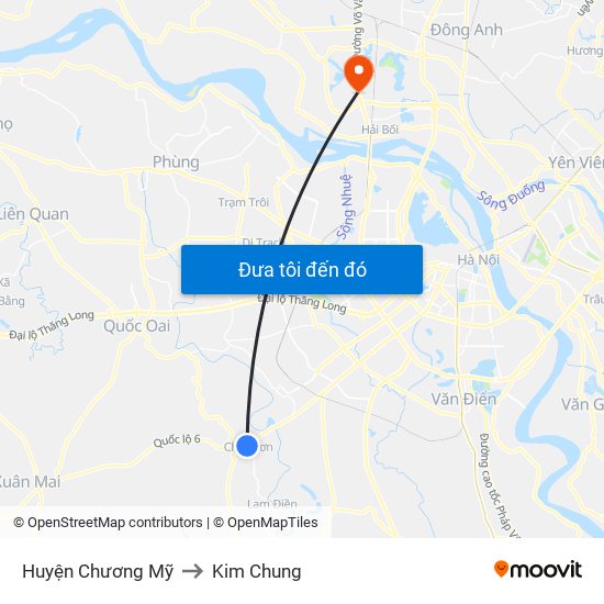 Huyện Chương Mỹ to Kim Chung map