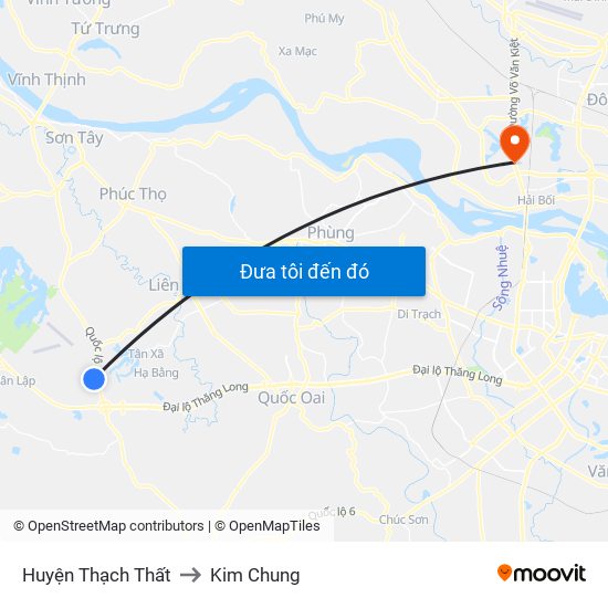 Huyện Thạch Thất to Kim Chung map