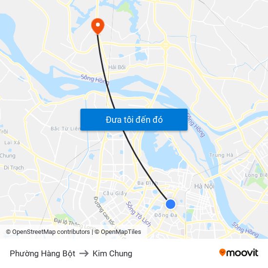 Phường Hàng Bột to Kim Chung map