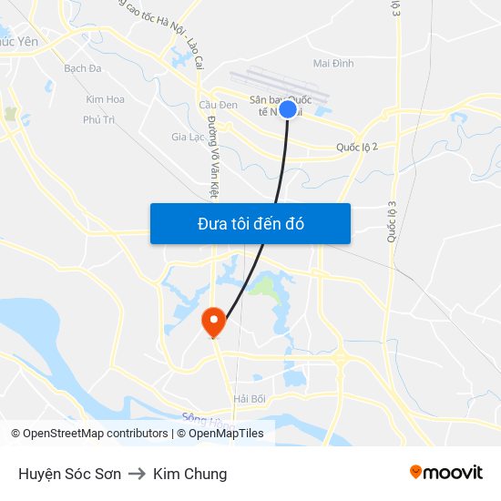 Huyện Sóc Sơn to Kim Chung map