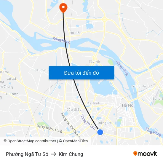 Phường Ngã Tư Sở to Kim Chung map