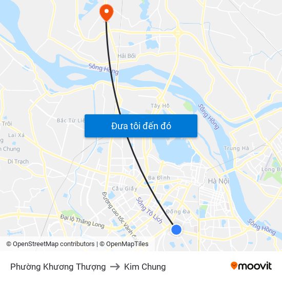 Phường Khương Thượng to Kim Chung map