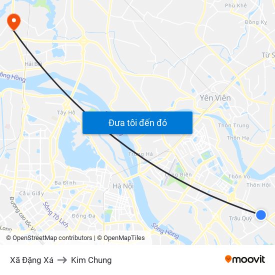 Xã Đặng Xá to Kim Chung map