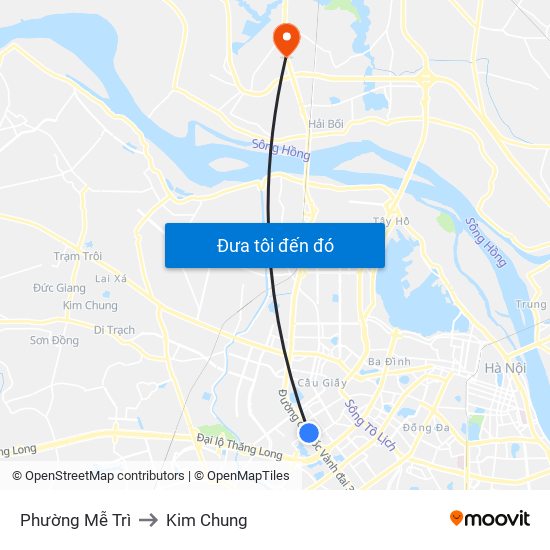 Phường Mễ Trì to Kim Chung map
