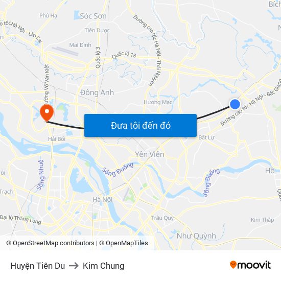 Huyện Tiên Du to Kim Chung map