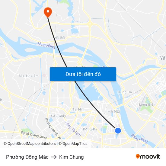 Phường Đống Mác to Kim Chung map