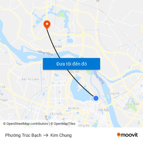 Phường Trúc Bạch to Kim Chung map