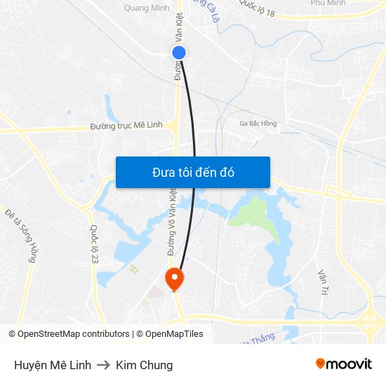 Huyện Mê Linh to Kim Chung map