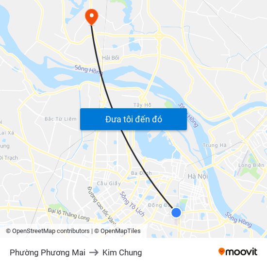 Phường Phương Mai to Kim Chung map