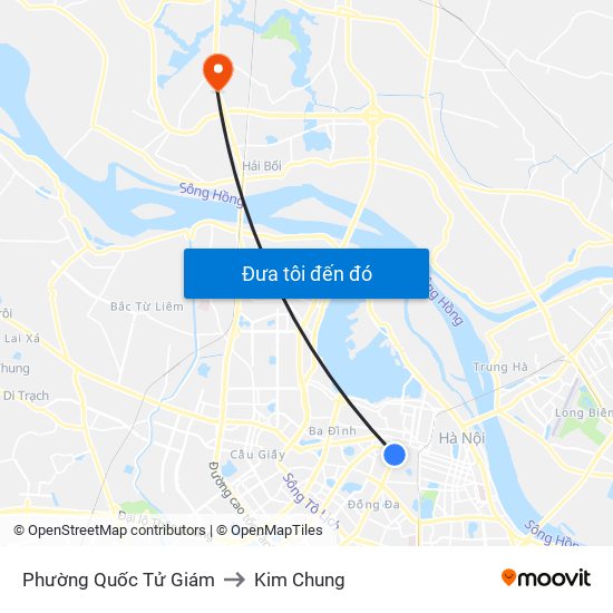 Phường Quốc Tử Giám to Kim Chung map