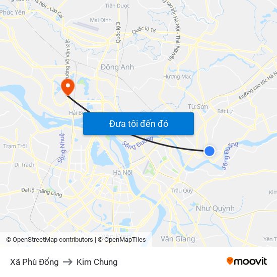 Xã Phù Đổng to Kim Chung map