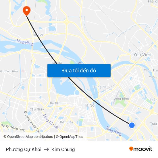 Phường Cự Khối to Kim Chung map
